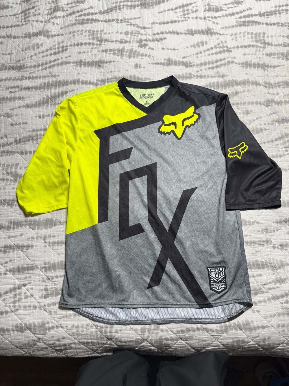 Fox Racing Convert 3/4 Jersey Size L Gray Yellow Black Motocross